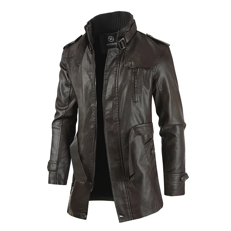 LIAM™ | Elegant Long Leather Biker Jacket