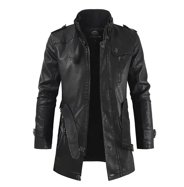 LIAM™ | Elegant Long Leather Biker Jacket