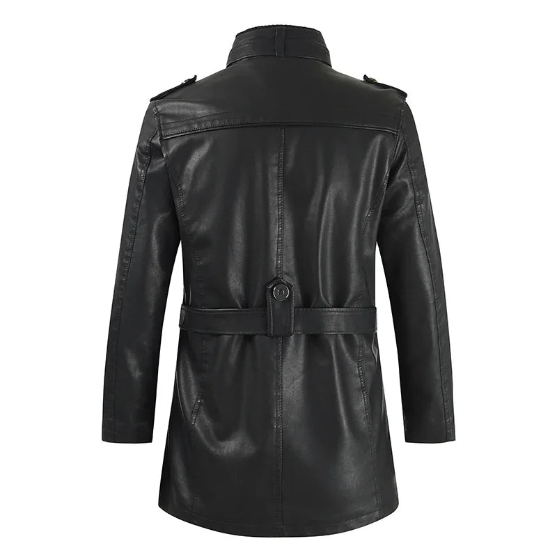 LIAM™ | Elegant Long Leather Biker Jacket