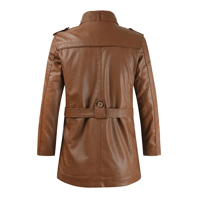 LIAM™ | Elegant Long Leather Biker Jacket