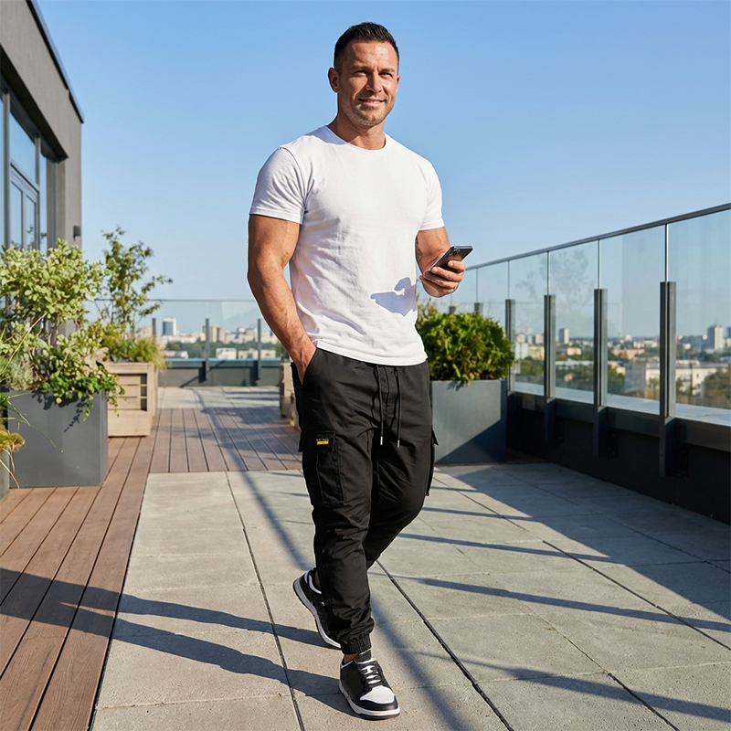 LIAM™ | Men's Cargo Joggers – Drawstring Waist & Tapered Fit