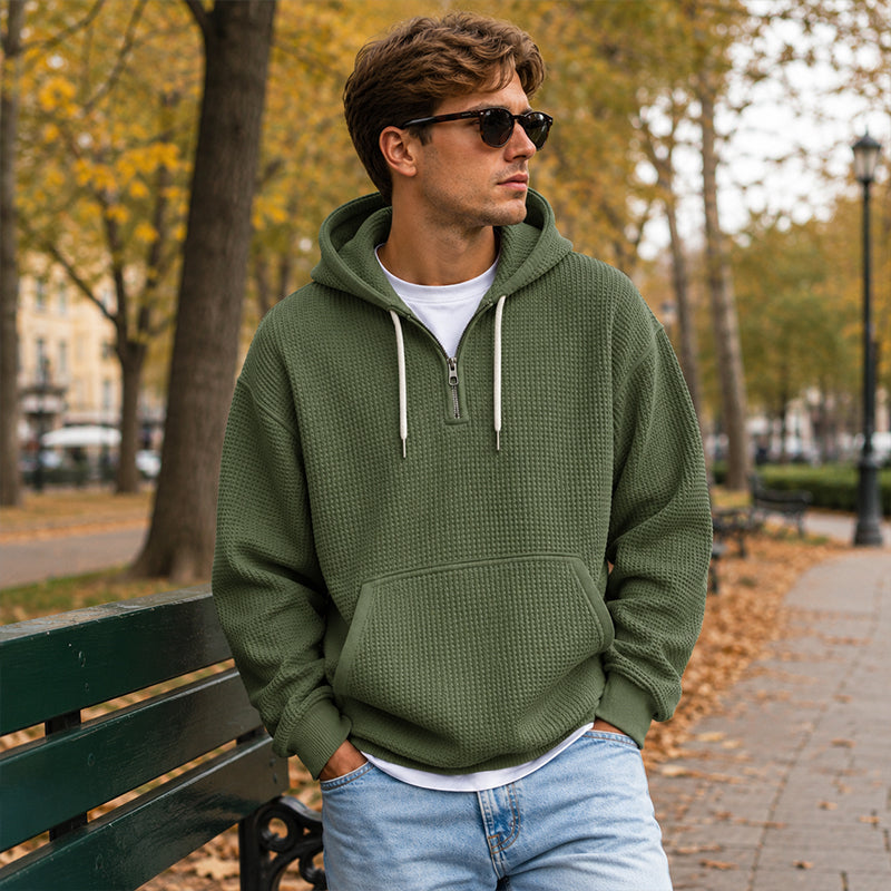 LIAM™ | Men's Knit Quarter-Zip Hoodie Sweatshirt