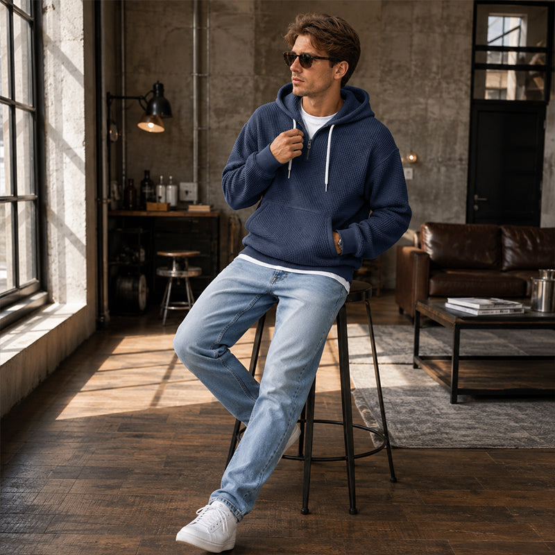 LIAM™ | Men's Knit Quarter-Zip Hoodie Sweatshirt