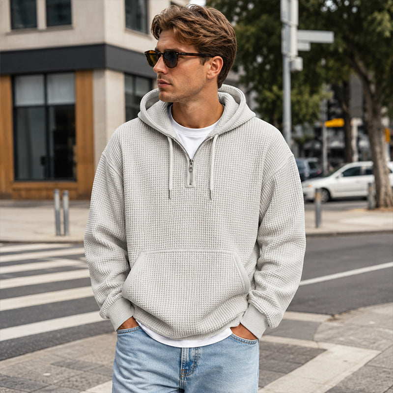 LIAM™ | Men's Knit Quarter-Zip Hoodie Sweatshirt