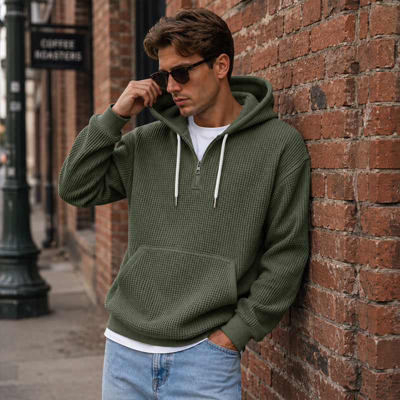 LIAM™ | Men's Knit Quarter-Zip Hoodie Sweatshirt
