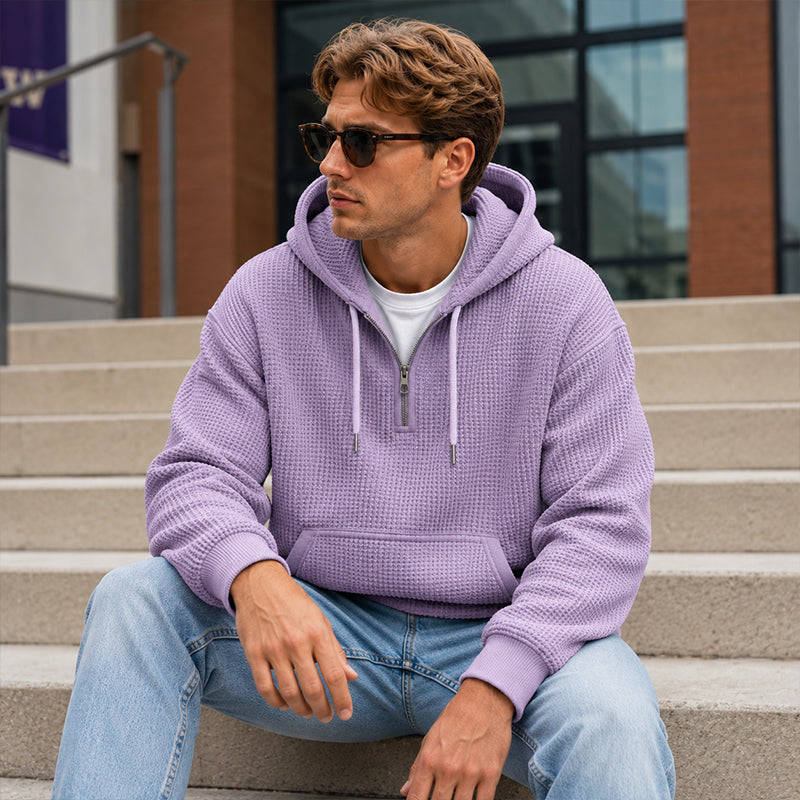 LIAM™ | Men's Knit Quarter-Zip Hoodie Sweatshirt