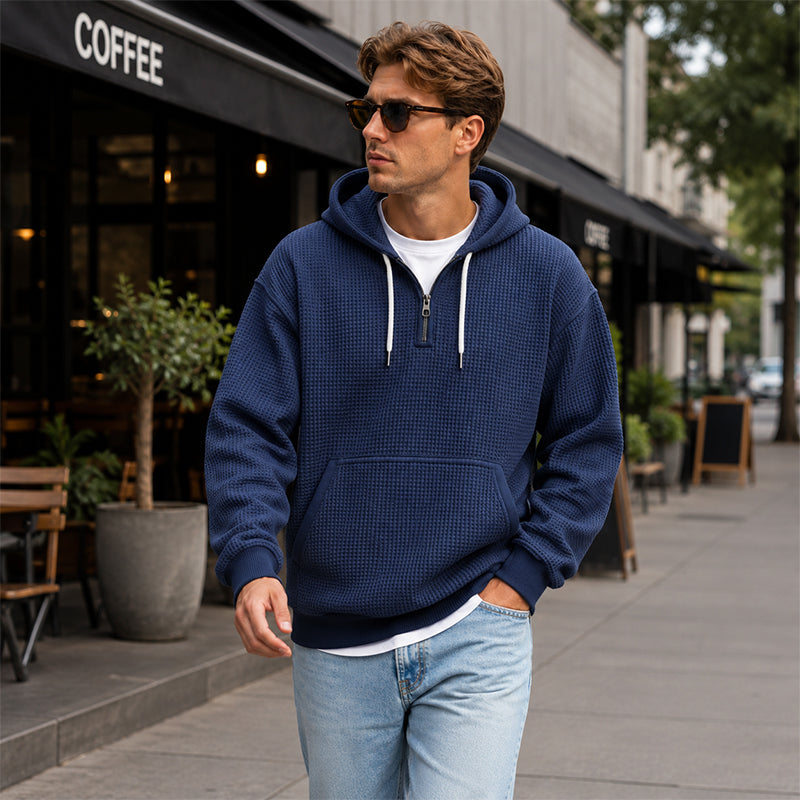 LIAM™ | Men's Knit Quarter-Zip Hoodie Sweatshirt