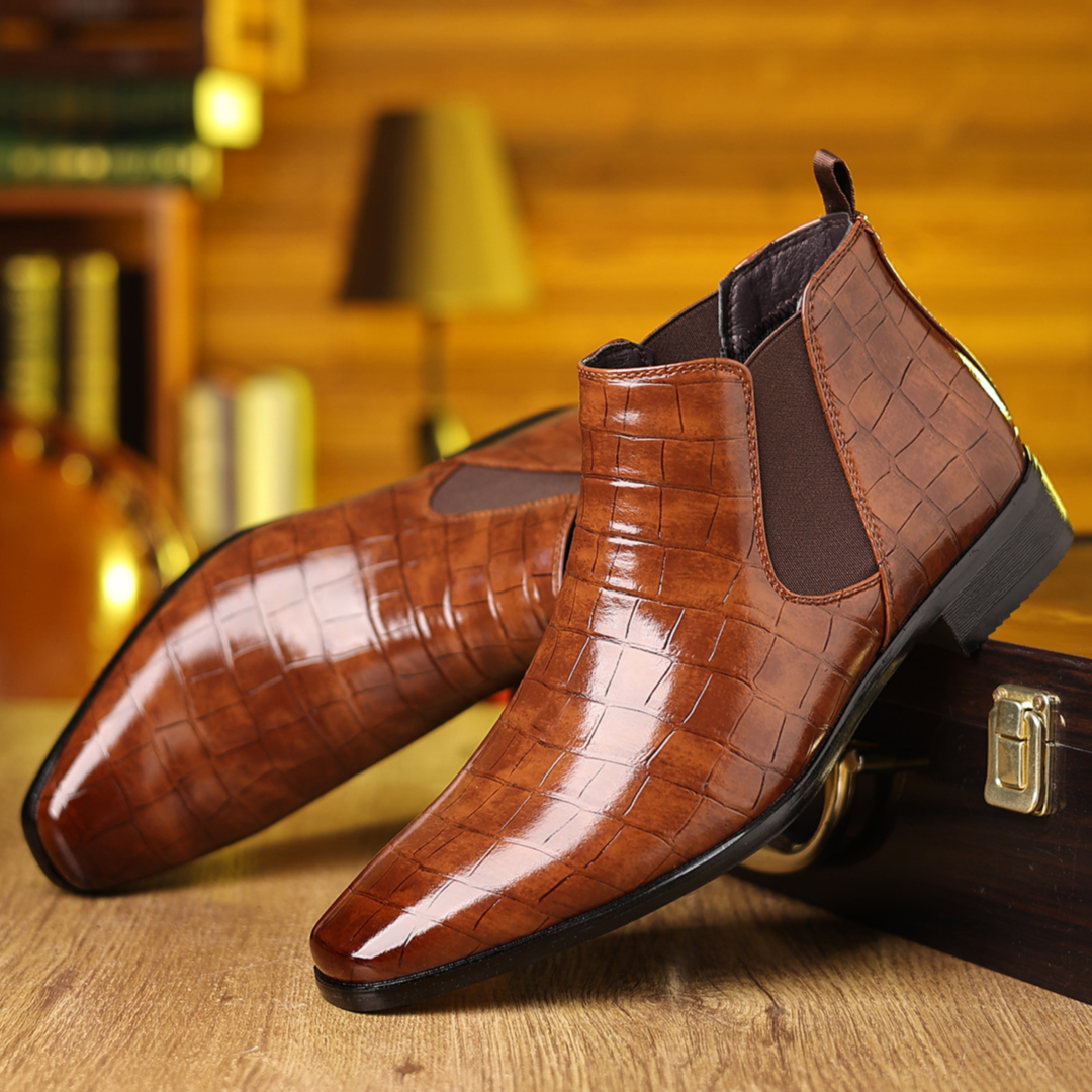 LIAM™ | Luxury Croc Chelsea Boots